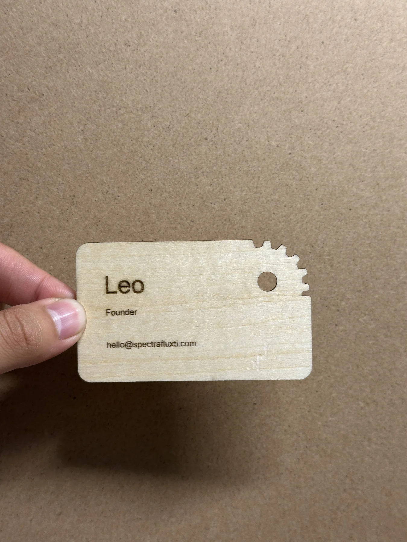 Laser-engraved wooden business card