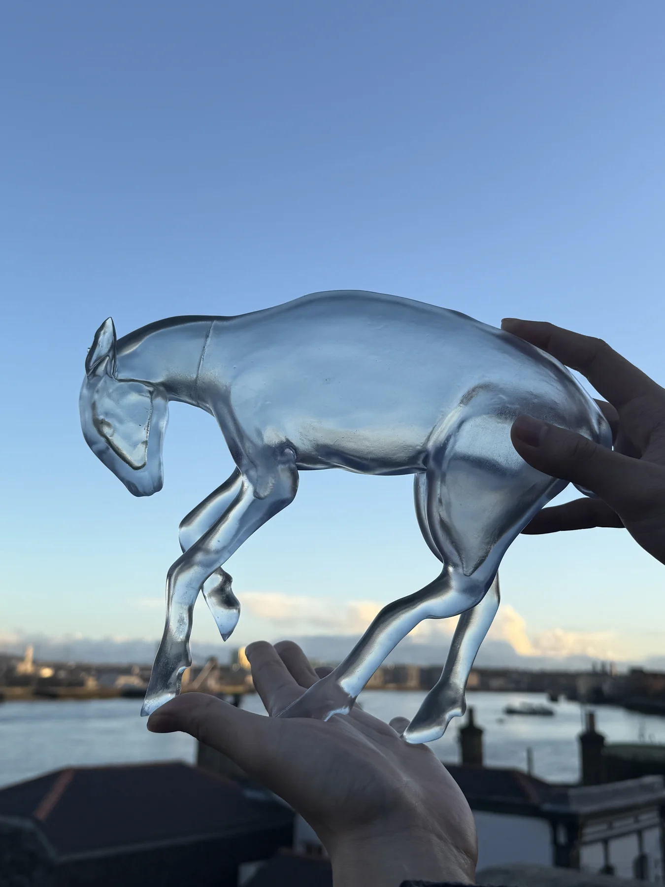 Transparent resin sheep sculpture